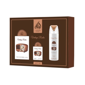 Lattafa Pride Vintage Radio EDP 100 ml + EDP 20 ml + spray do ciała 200 ml UNISEX